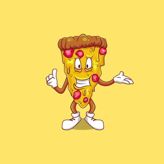 Vector dibujos animados de mascota de pizza