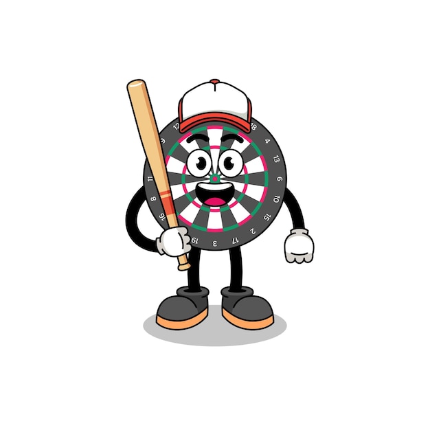 Dibujos animados de la mascota del tablero de dardos como jugador de béisbol