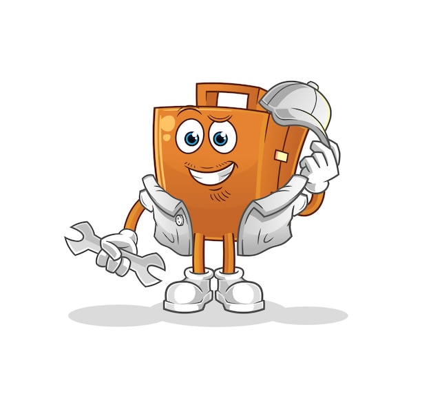 dibujos animados de mecánico de maletas. vector de mascota de dibujos animados
