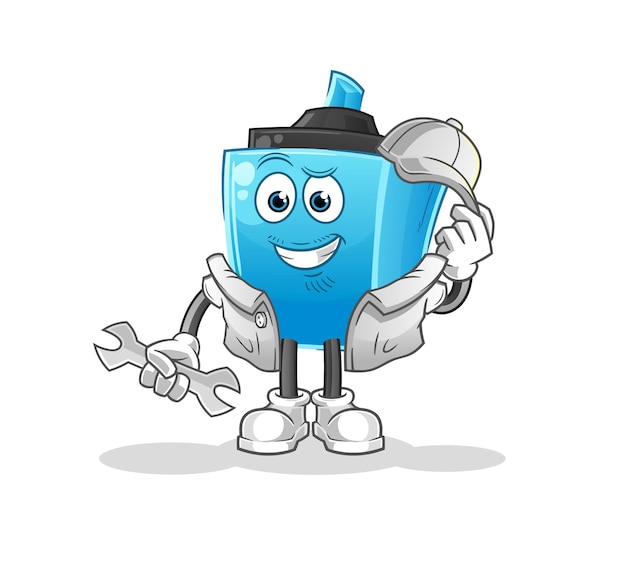 dibujos animados mecánicos de rotuladores. vector de mascota de dibujos animados