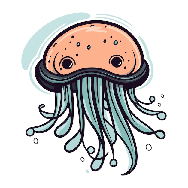 Vector dibujos animados medusas divertidas ilustración vectorial aislada en fondo blanco