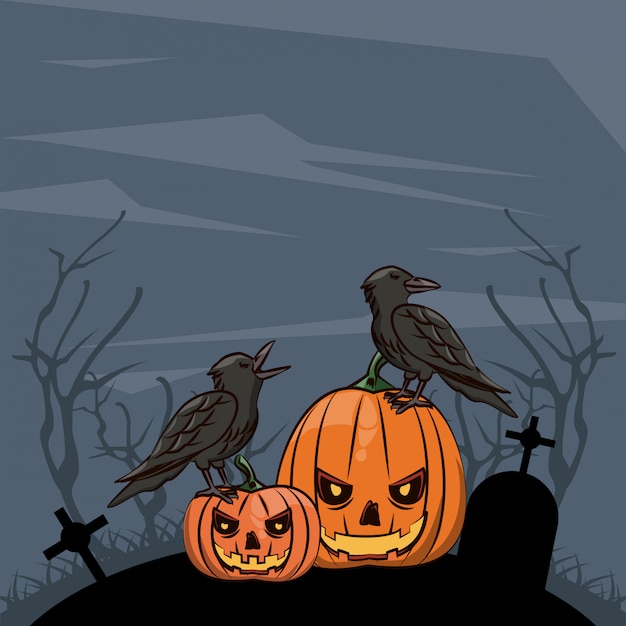 Vector dibujos animados de miedo de halloween