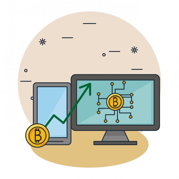 Dibujos animados de minería de bitcoin