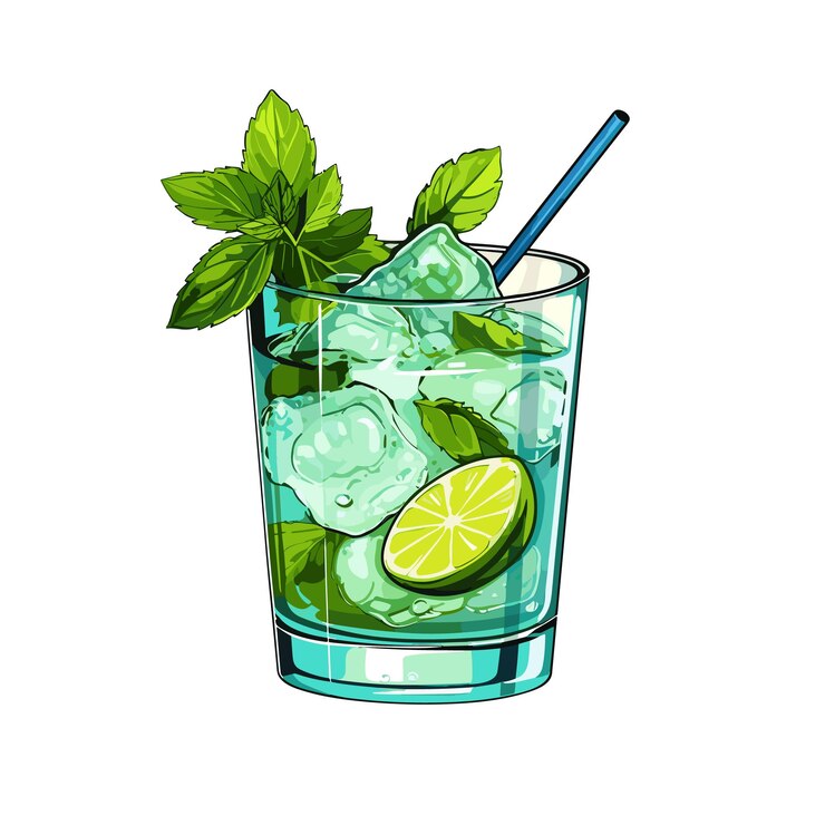 Vector dibujos animados mojito hd contorno color plano dibujos animados