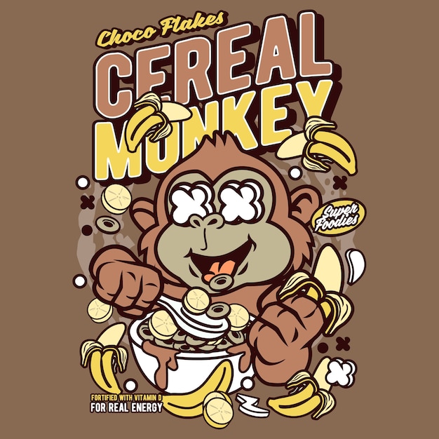 Dibujos animados mono de cereales