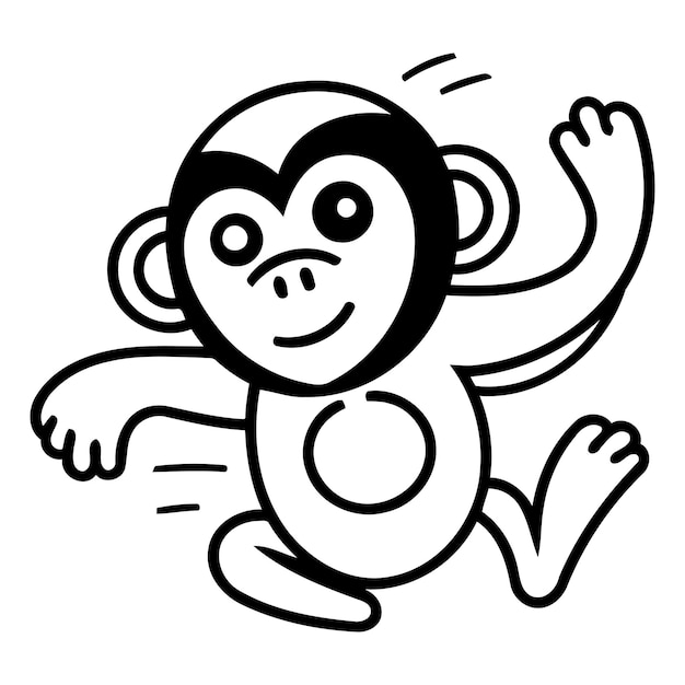 Dibujos animados de monos divertidos corriendo Ilustración vectorial aislada sobre fondo blanco