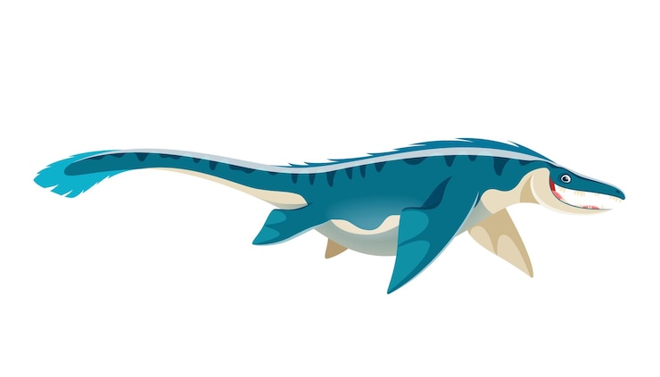 Vector dibujos animados mosasaurus dinosaurio marino lindo personaje