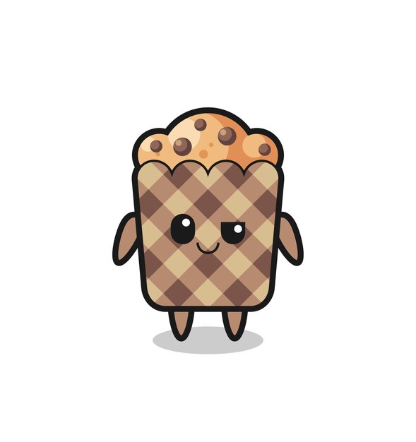 Dibujos animados de muffin con una expresión arrogante