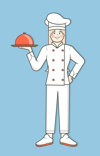 Dibujos animados mujer chef diseño plano. Vector premium