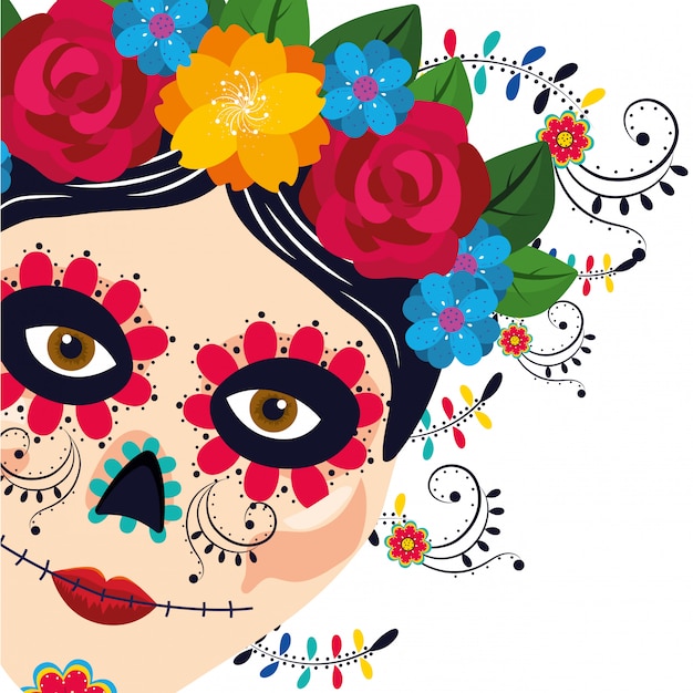 Vector dibujos animados de mujer de cultura mexicana