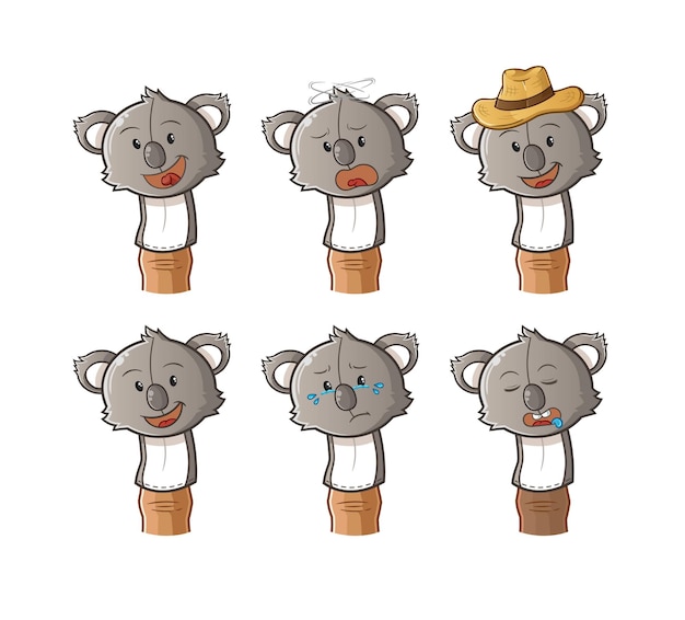 Dibujos animados de muñeca de dedo de koala.