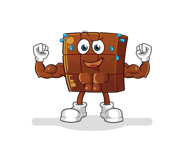 Dibujos animados muscular barra de chocolate. vector de mascota de dibujos animados