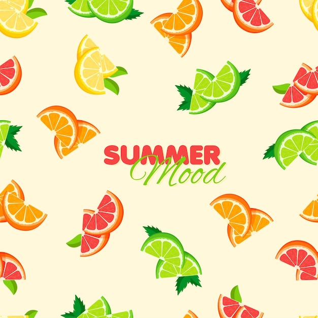 Dibujos animados naranja limón lima de patrones sin fisuras verano