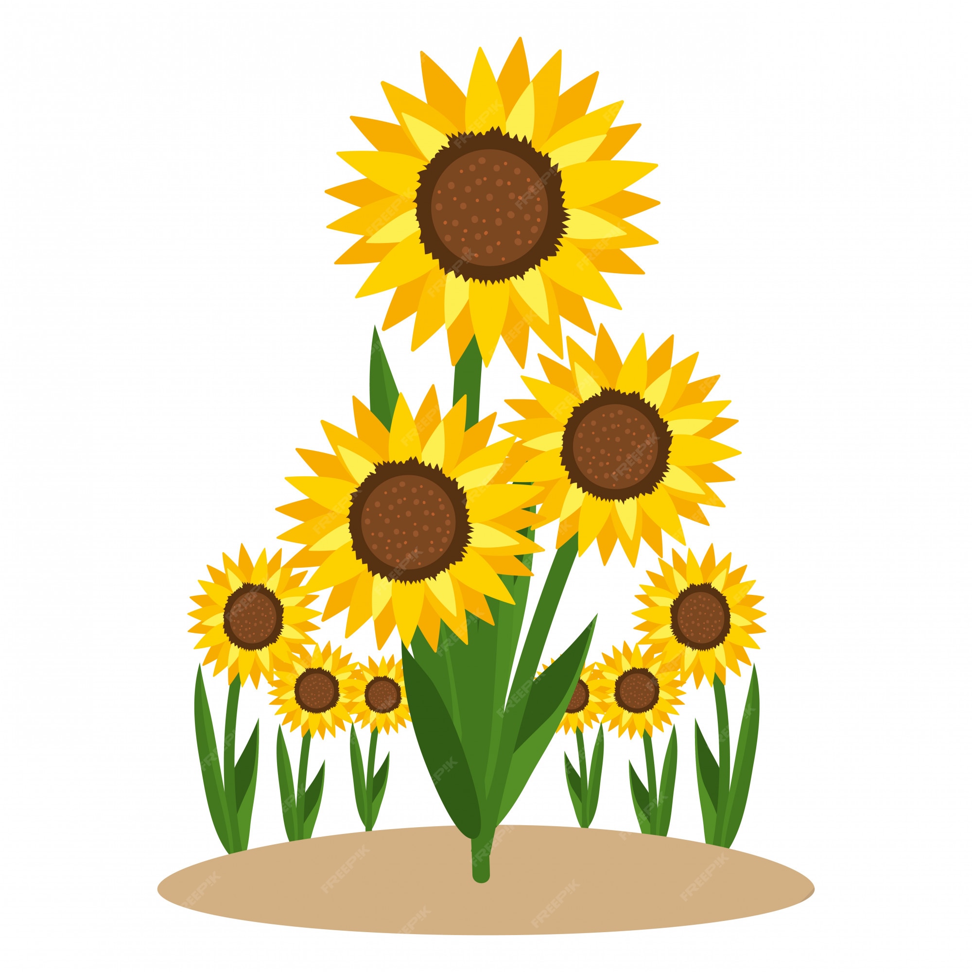 Dibujos animados de naturaleza de girasol foral | Vector Premium Dibujos animados de naturaleza de girasol foral | Vector Premium
