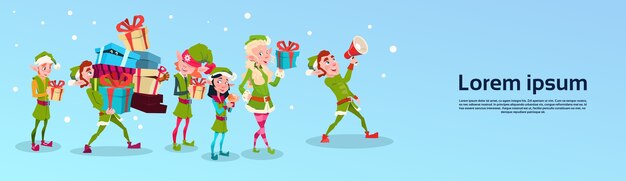 Dibujos animados de Navidad Elf Group