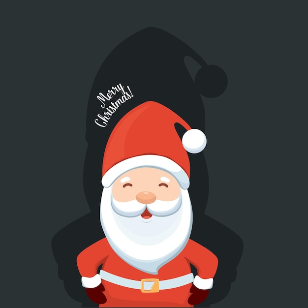 Vector dibujos animados de navidad santa claus aislado en negro con sombra