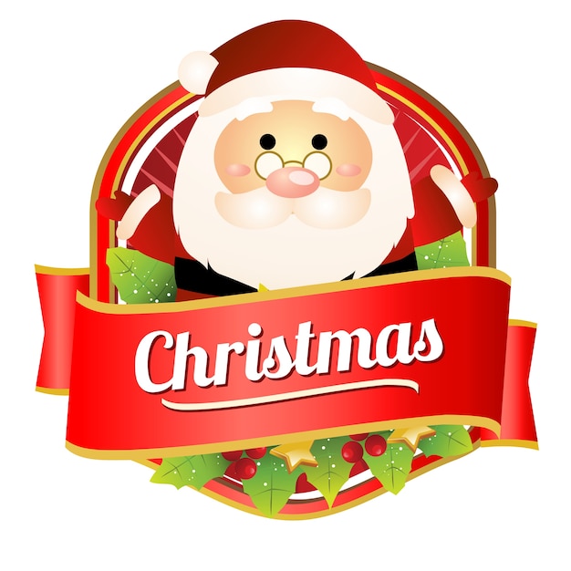 Vector dibujos animados de navidad santa claus insignia