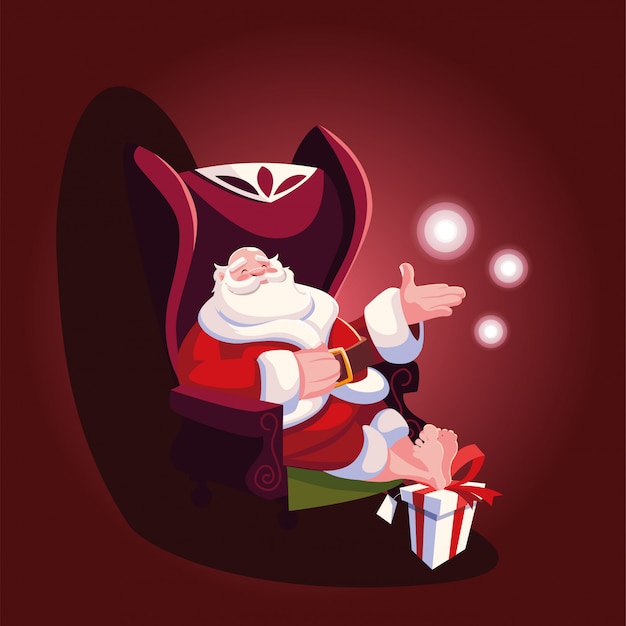 Dibujos animados de navidad de santa claus sentado en el sofá