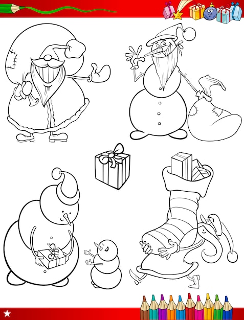 dibujos animados navidad temas para colorear