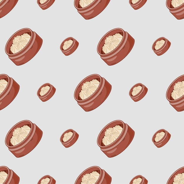 Dibujos animados nikuman comida japonesa de patrones sin fisuras en colores de fondo