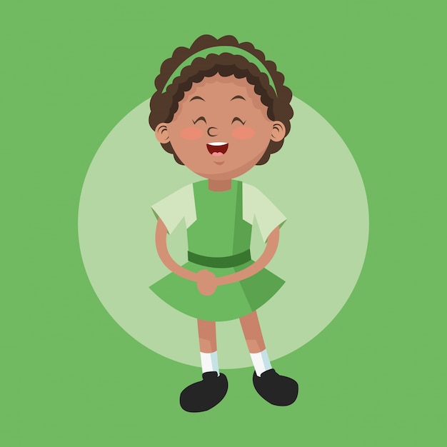 Vector dibujos animados y niña feliz. tema de estudiante y felicidad infantil