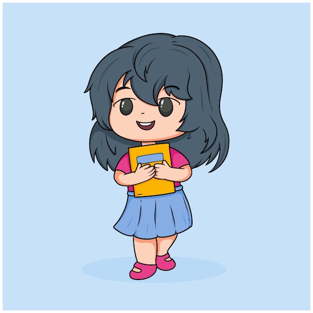 dibujos animados de niñas de la escuela chibi