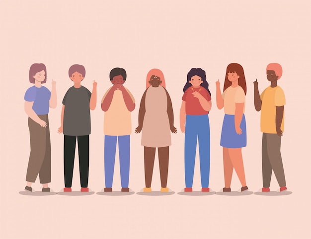 Dibujos animados de niñas y niños y algunos con tos seca y falta de aliento
