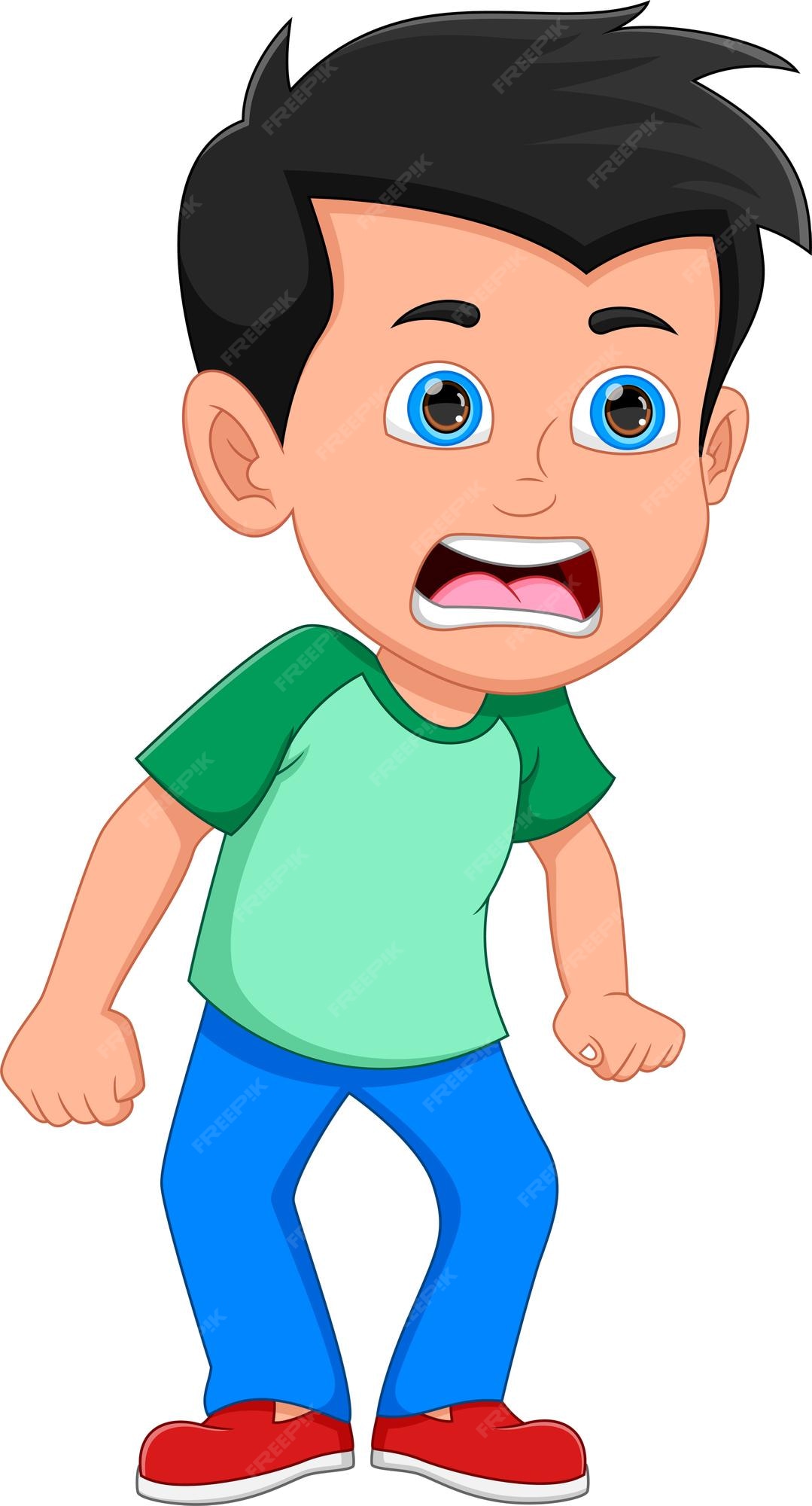 Dibujos animados de niño enojado aislado sobre fondo blanco | Vector Premium Dibujos animados de niño enojado aislado sobre fondo blanco | Vector Premium