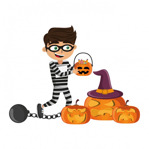Dibujos animados de niño y halloween