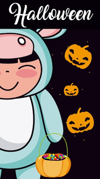 Vector dibujos animados de niño de halloween