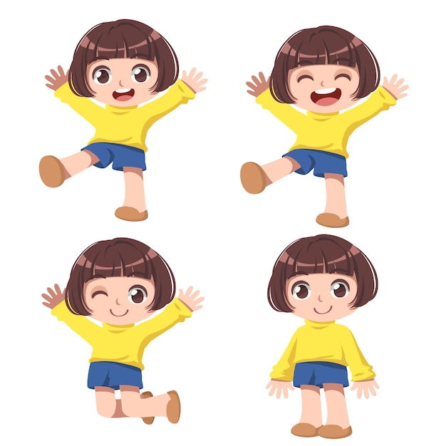 Vector dibujos animados de niño lindo feliz