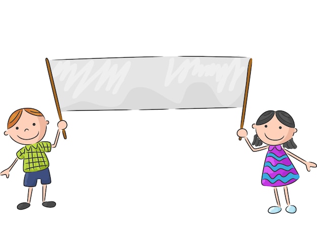 Dibujos animados niño sosteniendo la bandera