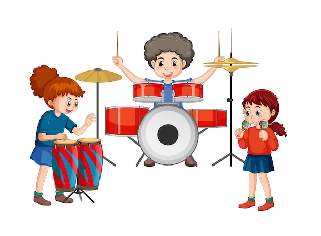 Dibujos animados de niños de banda de música