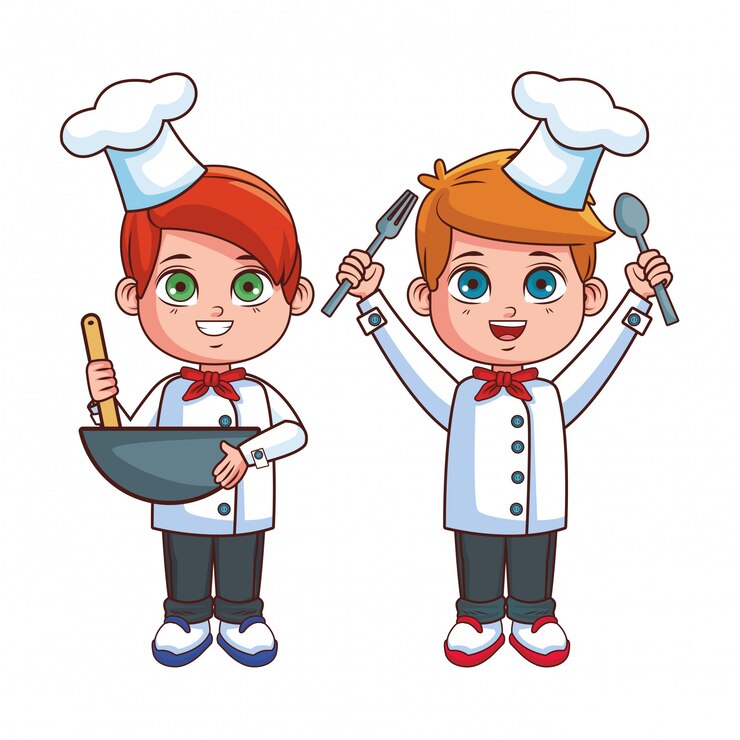 Vector dibujos animados de niños cocineros
