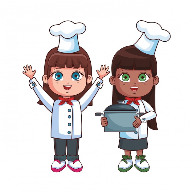 Dibujos animados de niños cocineros