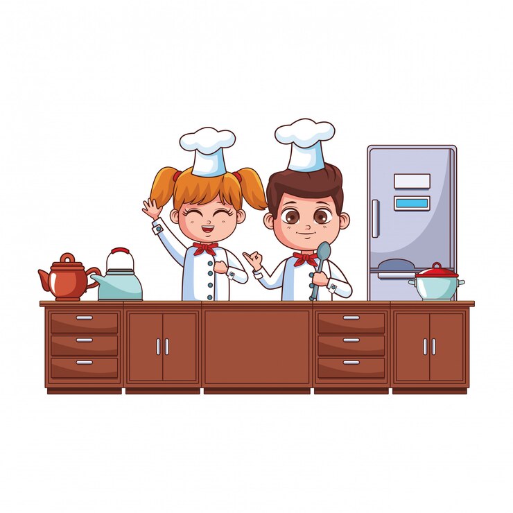 Vector dibujos animados de niños cocineros
