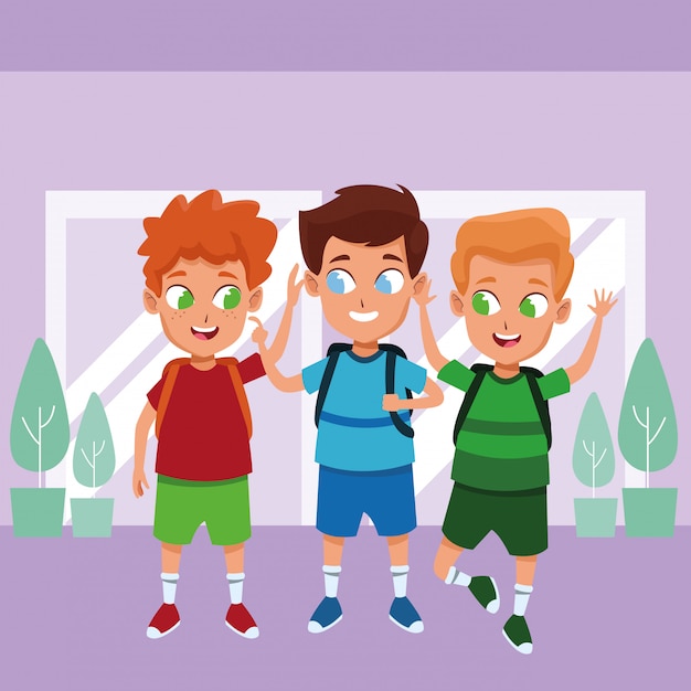 Vector dibujos animados de niños de escuela adorable infantil