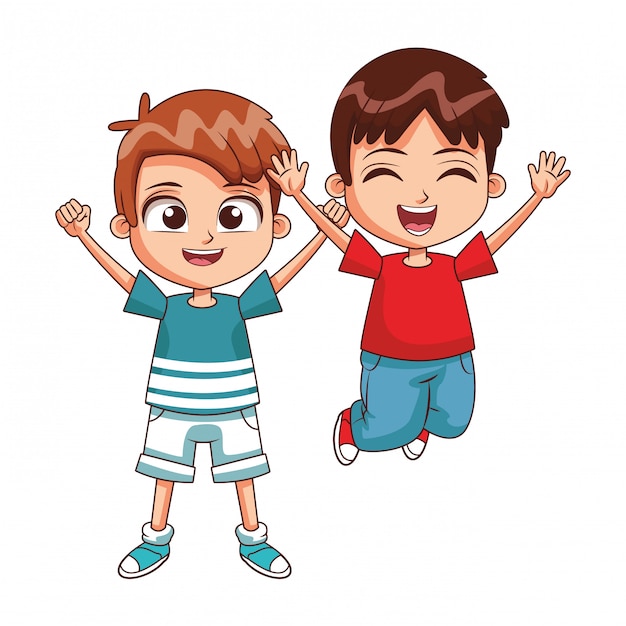 Dibujos animados de niños felices | Vector Premium