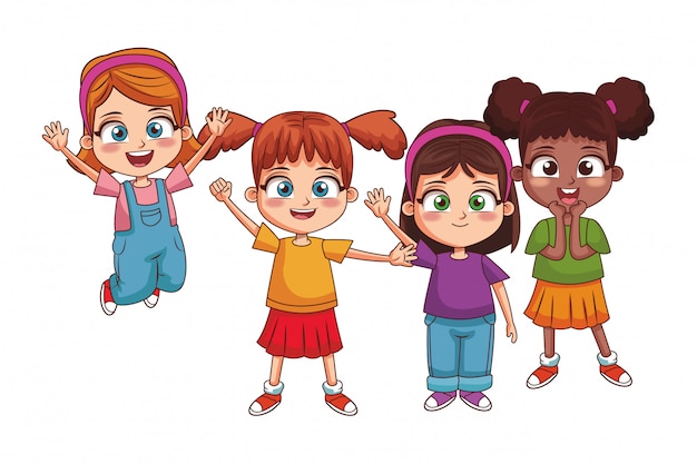 Vector dibujos animados de niños felices