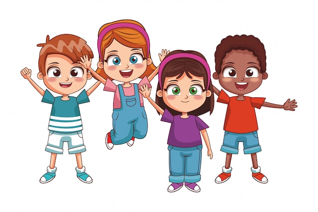 Vector dibujos animados de niños felices