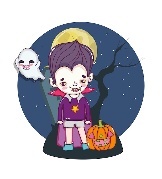 Dibujos animados de niños de halloween