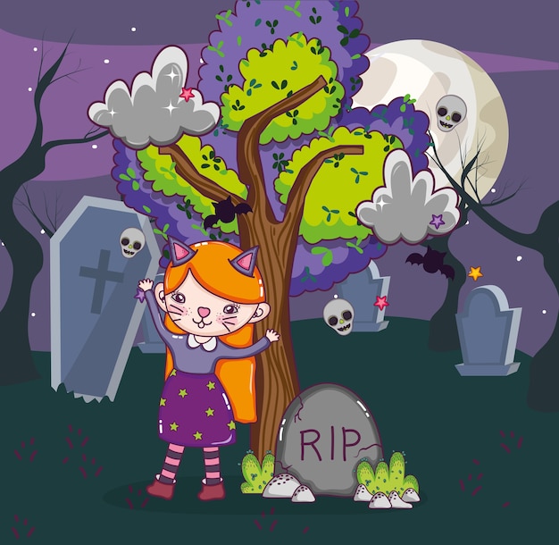 Vector dibujos animados de niños de halloween