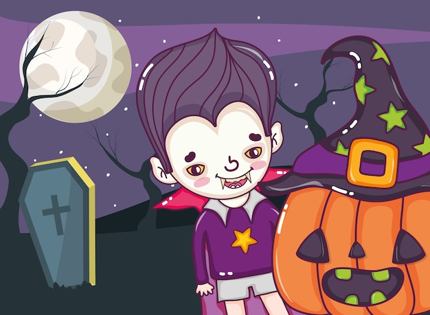 Dibujos animados de niños de halloween