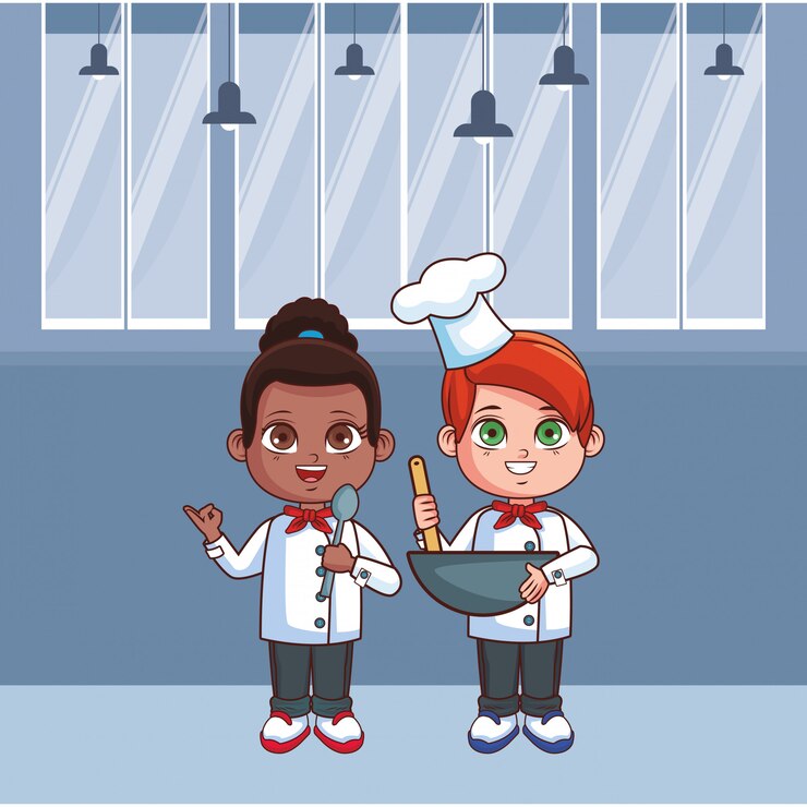 Vector dibujos animados de niños lindo chef