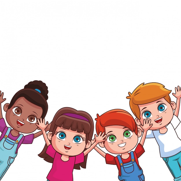 Vector dibujos animados de niños lindos