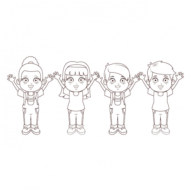 Vector dibujos animados de niños lindos