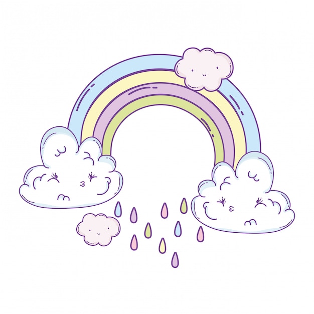 Dibujos animados de nubes y arco iris