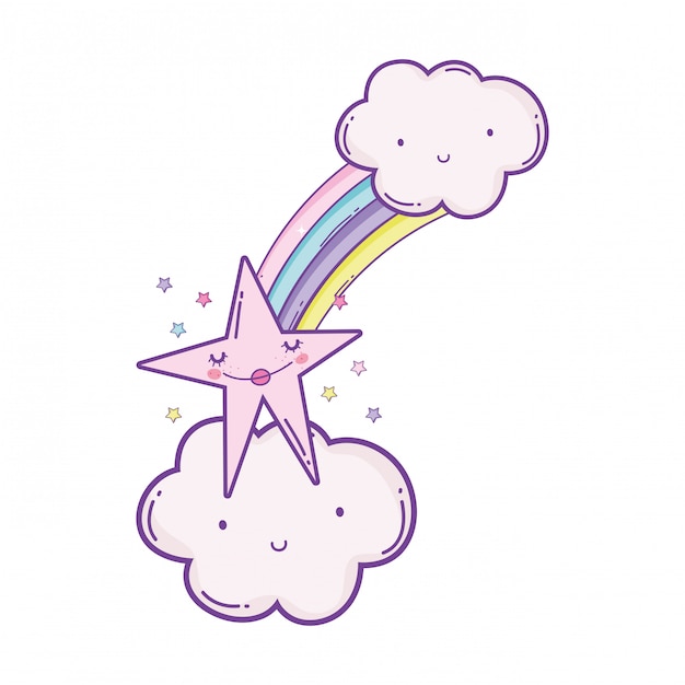 Dibujos animados de nubes y estrellas