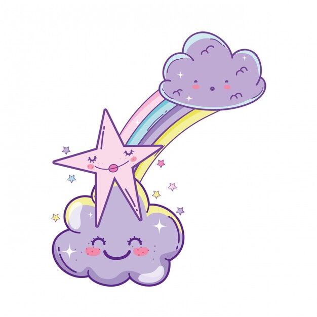 Dibujos animados de nubes y estrellas