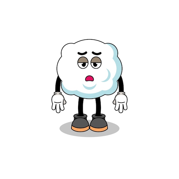 Dibujos animados de nubes con gesto de fatiga